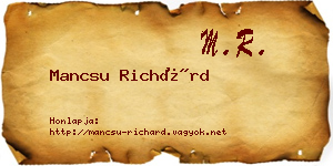 Mancsu Richárd névjegykártya